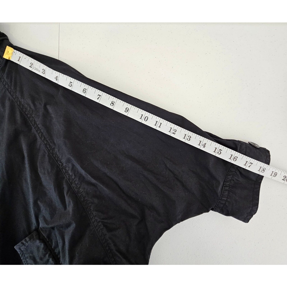 Kut From The Kloth Small Light Button Up Jacket Bat Wing Draw Cord Waist Black - Picture 8 of 16